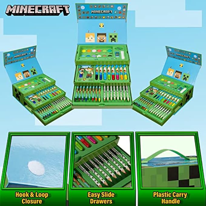 MINECRAFT ART SET, COLOURING SETS FOR CHILDREN, OVER 40 ART SUPPLIES FOR KIDS - Image 4