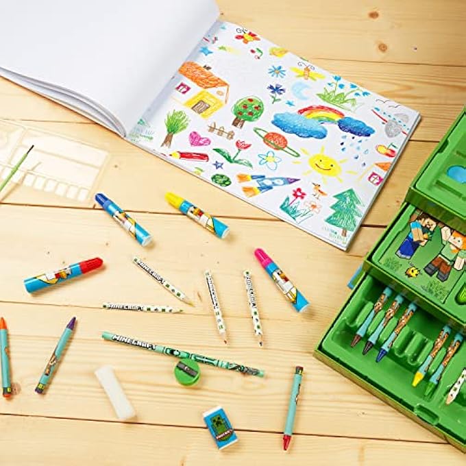 MINECRAFT ART SET, COLOURING SETS FOR CHILDREN, OVER 40 ART SUPPLIES FOR KIDS - Image 3