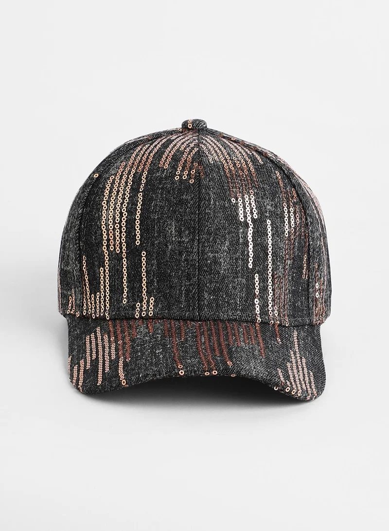 Haute Sauce  Heathered Sequin Baseball Cap  | Best Price UAE