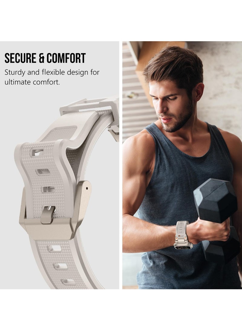 Barakah Durable TPU Sport Watch Strap for Apple Watch Ultra 2 and Series 1-9, 49mm/45mm/44mm/42mm, Rugged Metal Connector, Starlight Color - Image 5
