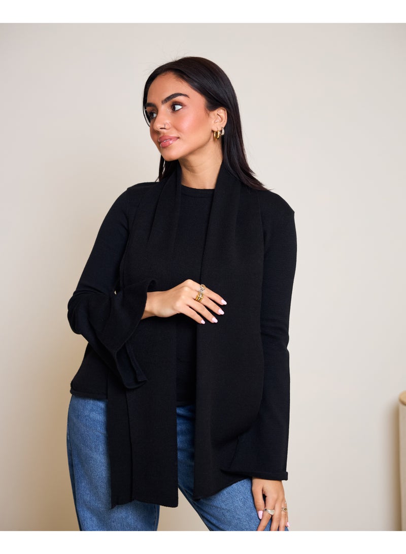 Dresscode Scarved Knitted Black Top - Image 5