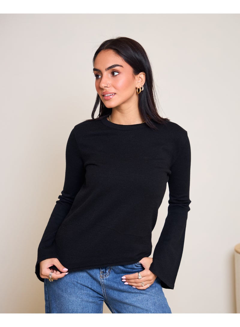 Dresscode Scarved Knitted Black Top - Image 1