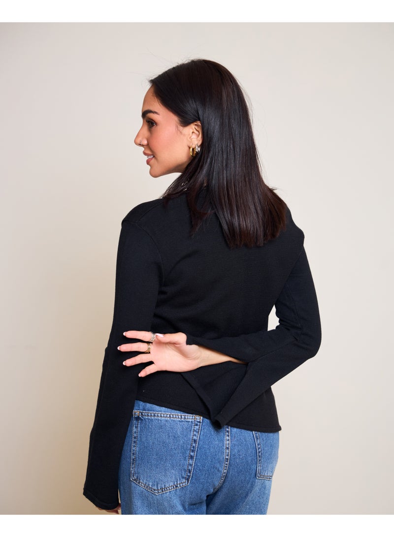 Dresscode Scarved Knitted Black Top - Image 3