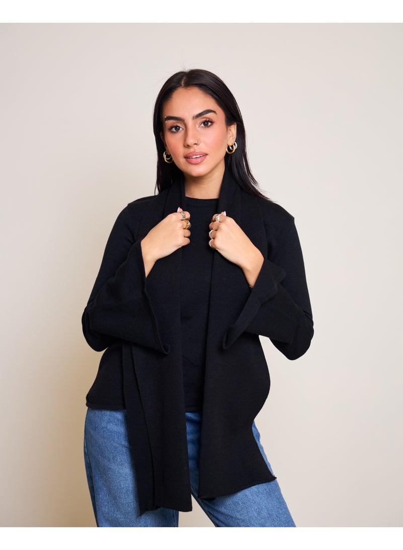 Dresscode Scarved Knitted Black Top - Image 4