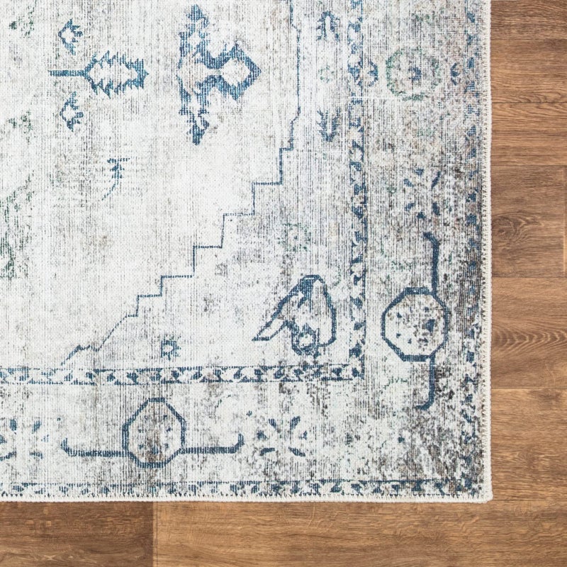 Bloom Rugs Bloom Rugs قابلة للانزلاق غير قابلة للانزلاق 10 قدم - Teal/Beige التقليدية العداءة لحمام مدخل المدخل والمطبخ - الحجم الدقيق: 2.5 '× 10'  - Image 5