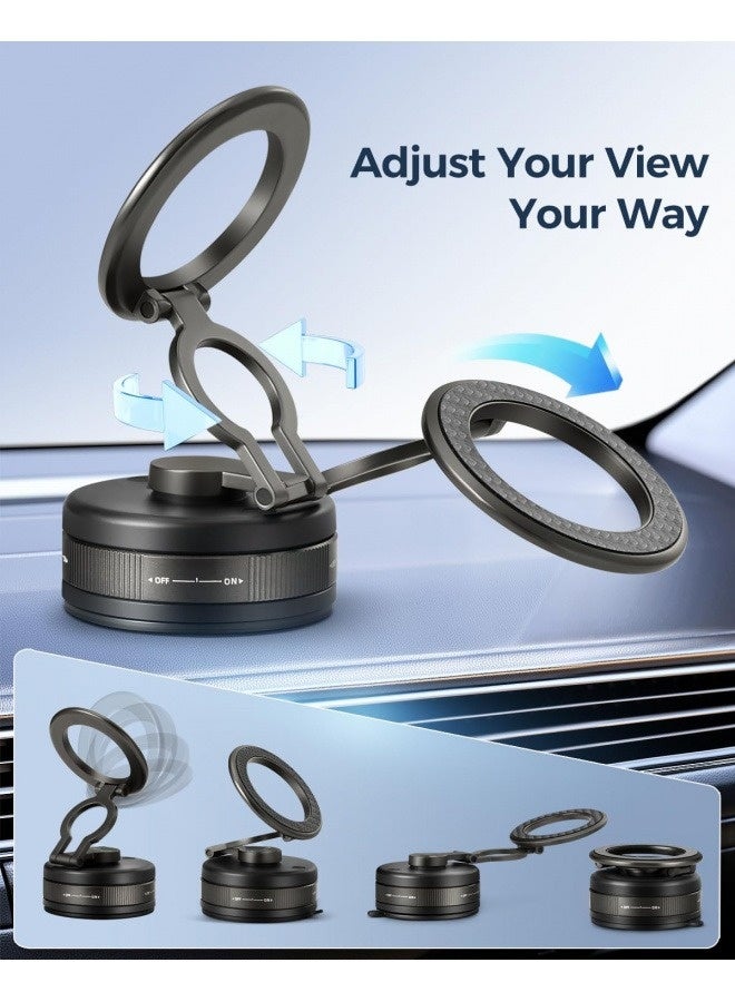 Vacuum Magnetic Phone Holder for Car, 2025 Magnetic Car Phone Mount for Magsafe, 360° Rotating & Foldable Hands-Free Suction Cup Cell Phone Holder for All Smartphones/Car Models/Surfaces  - Image 3