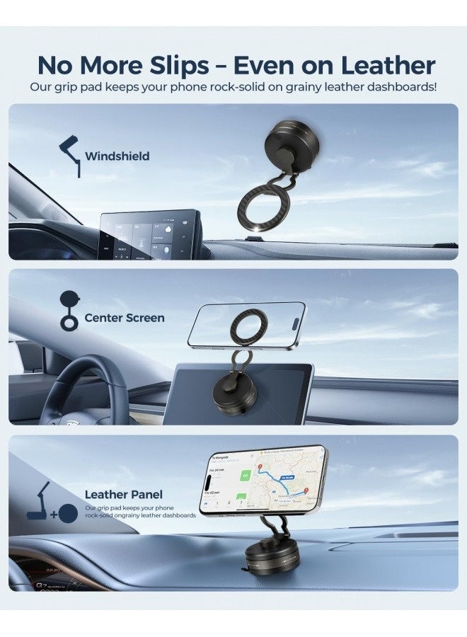 Vacuum Magnetic Phone Holder for Car, 2025 Magnetic Car Phone Mount for Magsafe, 360° Rotating & Foldable Hands-Free Suction Cup Cell Phone Holder for All Smartphones/Car Models/Surfaces  - Image 2
