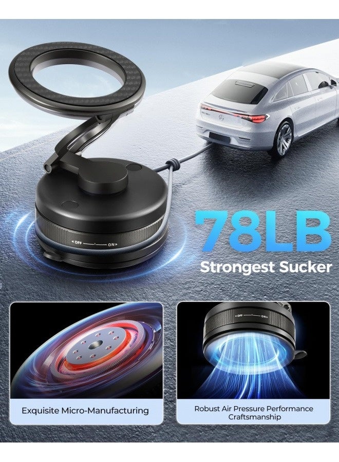 Vacuum Magnetic Phone Holder for Car, 2025 Magnetic Car Phone Mount for Magsafe, 360° Rotating & Foldable Hands-Free Suction Cup Cell Phone Holder for All Smartphones/Car Models/Surfaces  - Image 4
