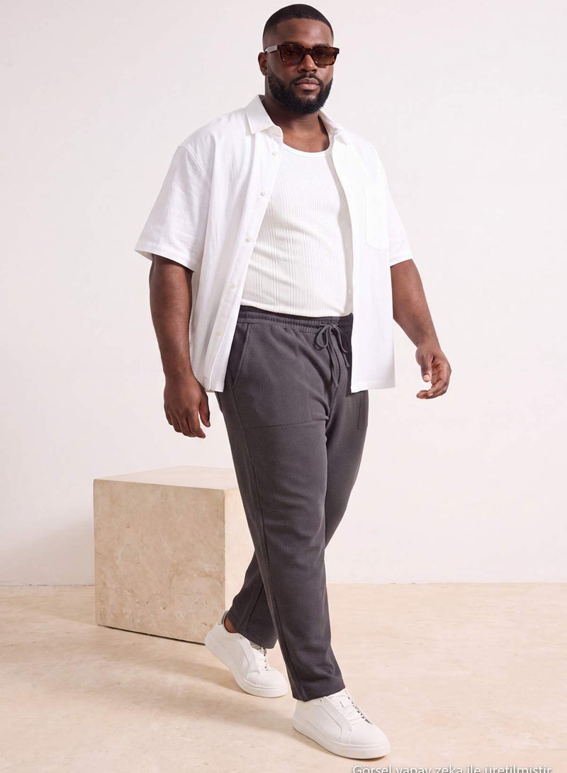 trendyol Anthracite Wide Leg Oversize Sweatpants - Plus Size with Label Tmnss25Aj00003 - Image 2