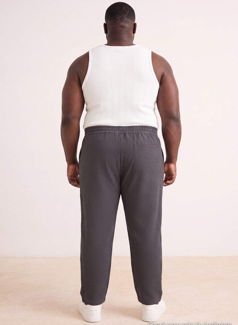 trendyol Anthracite Wide Leg Oversize Sweatpants - Plus Size with Label Tmnss25Aj00003 - Image 3