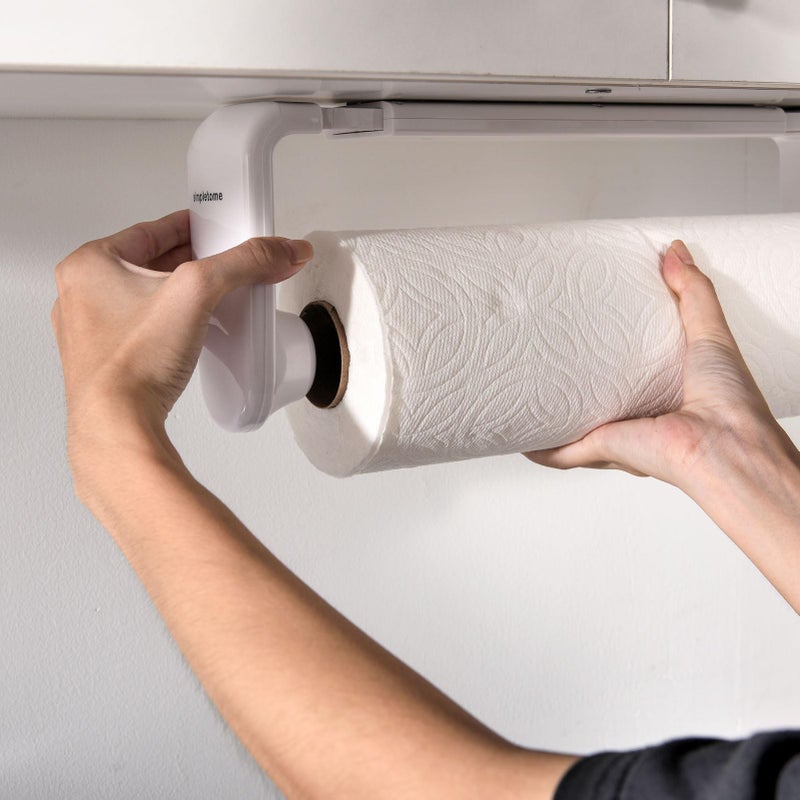 simpletome Paper Towel Holder ONE Hand Tear Adaptive Tension Arm Adjustable Length 9.4-11inch/24-28cm (White) - Image 5