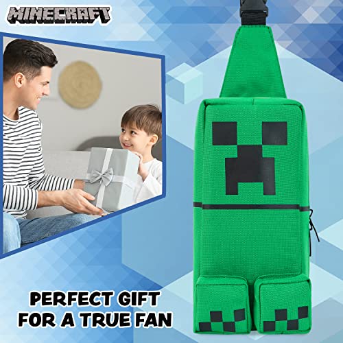 MINECRAFT حقيبة كروس بودي للأطفال من ماين كرافت، حقيبة سفر كتف مع حزام قابل للتعديل، مدرسة، موضة، بضائع رسمية باللون الأخضر - Image 3