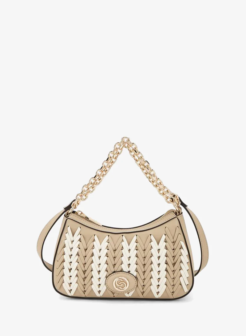 Braided Detail Crossbody Bag With Zip Closure