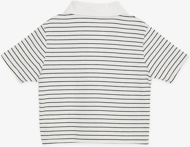 Breeze Girl's Crop T-Shirt Zippered Striped Ecru (Ages 9-14)