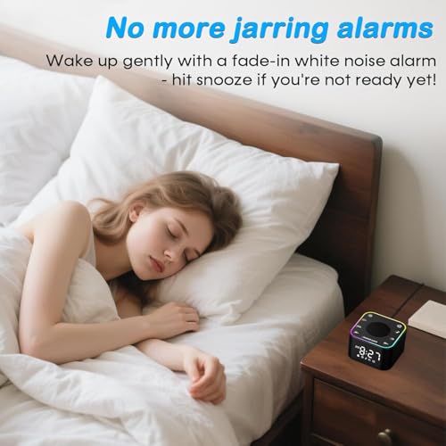 Wkzay 2-in-1 Sound Machine & Alarm Clock: 30 Non-Looping White Noise & Nature Sounds for Fall Asleep Faster, 7 Gentle Wake-Up Alarms - Compact 10oz for Bedroom, Baby Nursery & Travel - Image 3