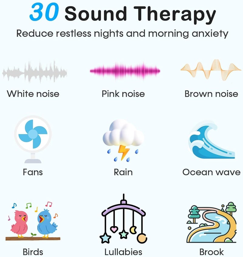Wkzay 2-in-1 Sound Machine & Alarm Clock: 30 Non-Looping White Noise & Nature Sounds for Fall Asleep Faster, 7 Gentle Wake-Up Alarms - Compact 10oz for Bedroom, Baby Nursery & Travel - Image 4