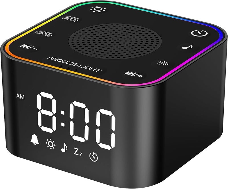 Wkzay 2-in-1 Sound Machine & Alarm Clock: 30 Non-Looping White Noise & Nature Sounds for Fall Asleep Faster, 7 Gentle Wake-Up Alarms - Compact 10oz for Bedroom, Baby Nursery & Travel - Image 1