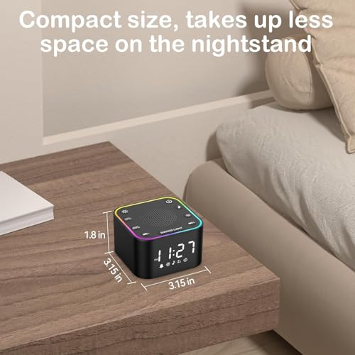 Wkzay 2-in-1 Sound Machine & Alarm Clock: 30 Non-Looping White Noise & Nature Sounds for Fall Asleep Faster, 7 Gentle Wake-Up Alarms - Compact 10oz for Bedroom, Baby Nursery & Travel - Image 5