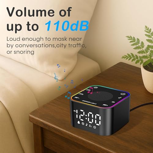 Wkzay 2-in-1 Sound Machine & Alarm Clock: 30 Non-Looping White Noise & Nature Sounds for Fall Asleep Faster, 7 Gentle Wake-Up Alarms - Compact 10oz for Bedroom, Baby Nursery & Travel - Image 2