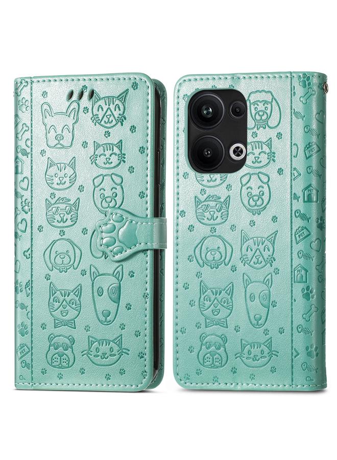 S-TOP Case For OPPO Reno9 Pro+ Cat and Dog Embossed Leather Phone Case - Image 2