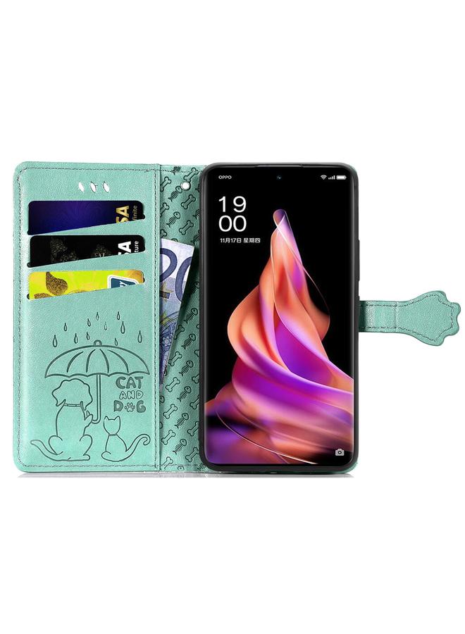 S-TOP Case For OPPO Reno9 Pro+ Cat and Dog Embossed Leather Phone Case - Image 3