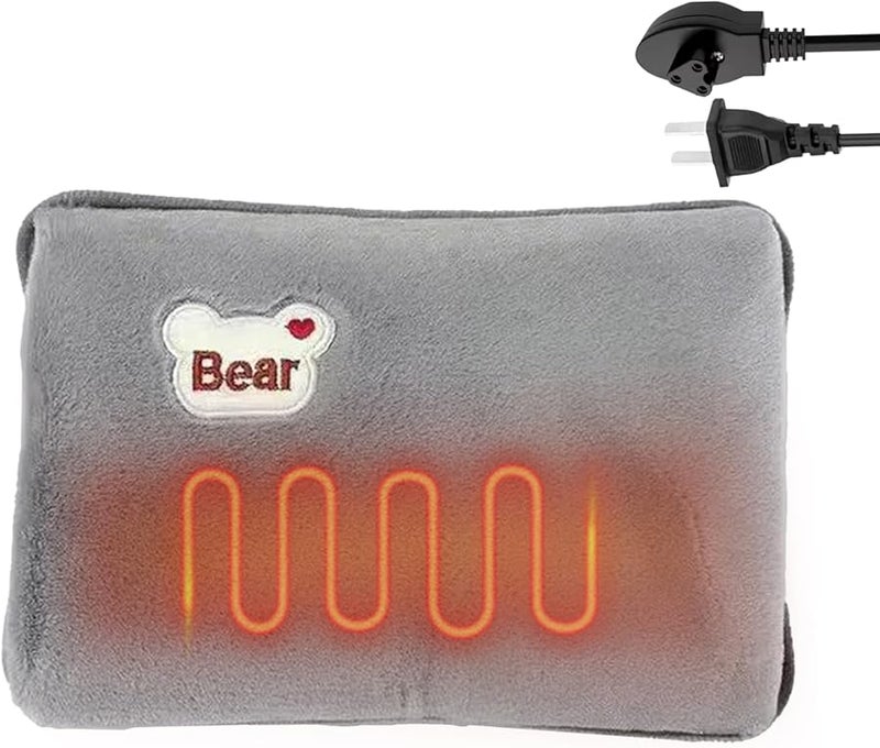 Gray Electric Hot Water Bag With Plush Case For Menstrual Cramps And Muscle Pain Relief - Image 2