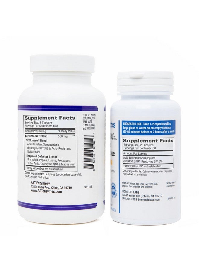Biomedic Labs RX Serracor-NK & Serra-RX 260,000 SU - Scar Tissue Bundle (150 Capsules & 60 Capsules) - Acid-Resistant Serrapeptase Proteolytic Systemic Enzyme, Respiratory & Lung Support - Image 3