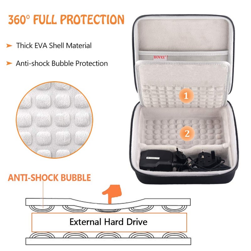 BOVKE Hard Drive Case for Seagate Backup Plus Hub External Hard Drive Desktop HDD 4TB 6TB 8TB 10TB 12TB 14TB 16TB 18TB 20TB, 3.5 Inch Portable Desktop HDD Carrying Cases, Black - Image 3