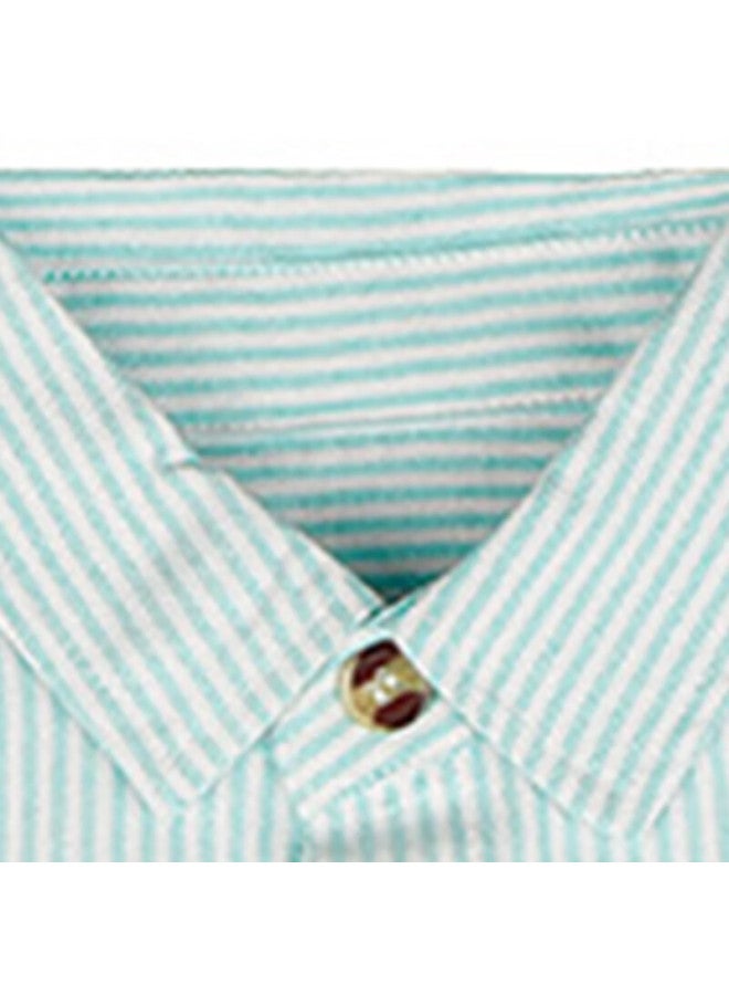 Luobobeibei Children's Shirt, Summer Boys' Korean-style Turn-down Collar Shirt, Fashionable Undershirt For Young Children, Green, Size 120 - Image 3