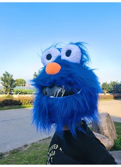 Arabest Cute Cartoon Plush Ski Helmet Cover with Big Eyes Blue big eye long hair 