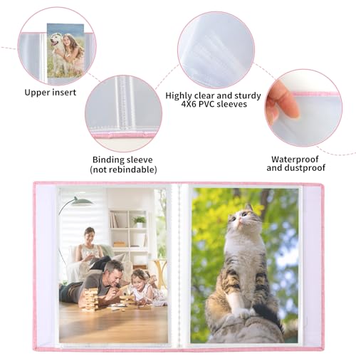 vivinin 2 Pack Photo Album 4x6, Linen Cover Photo Book, Small Photo Album Book for 36 Pockets Hold 72 Pictures, Picture Book for Photos Family Anniversaries Baby Vacations（Pink） - Image 5