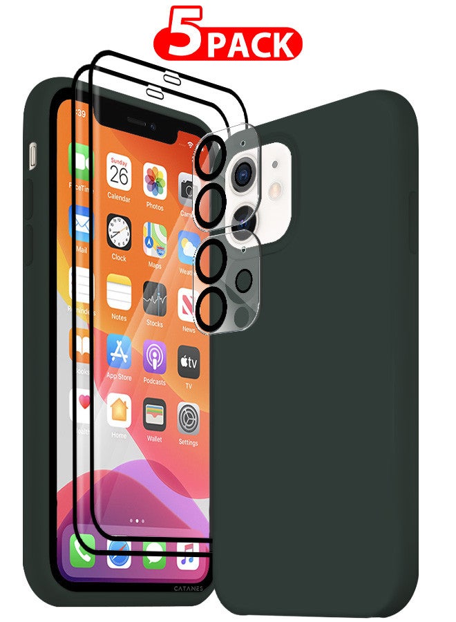 CATANES [for iPhone 12] 5 Pack Silicone Case ,2 3D Screen Protectors and 2 Camera Lens Protectors Shockproof Protective Case Anti Scratch Smooth Case Cover/Aztec - Image 1