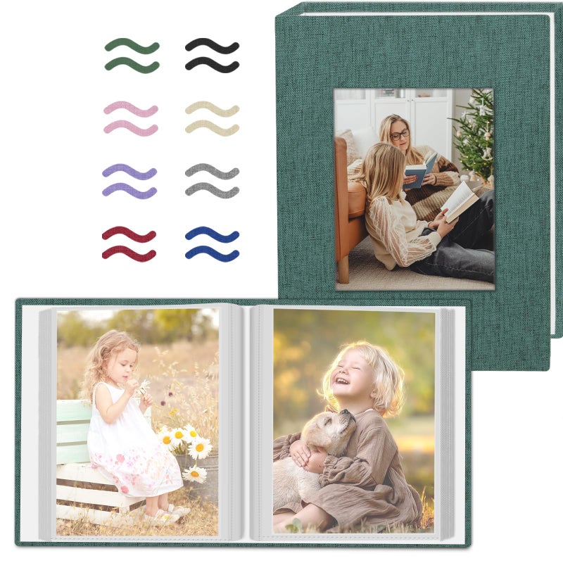 Popotop 2 Pack Photo Album 4x6 Pictures, Small Linen Slip-in Photo Albums Book for 80 Photos with 40 Pockets, Birthday Gifts for Women Mom Family Baby - Image 1