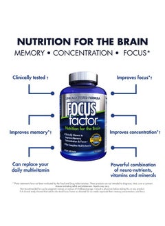 Focus Factor Nutrition For The Brain Improved Memory & Concentration Brain Supplement Complete Multivitamin With Vitamins B6 B12 D Bacopa Monnieri & Tyrosine 150 Count  - Image 3