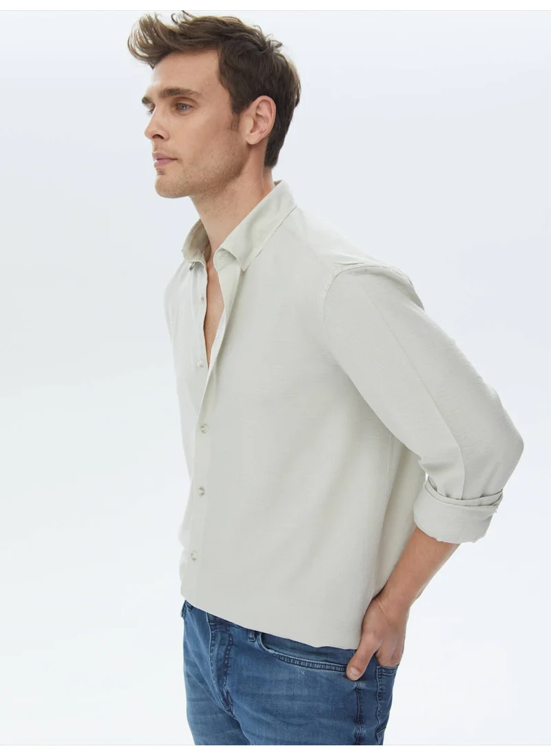 Kip Mode Light Khaki Regular Fit Woven Casual Shirt