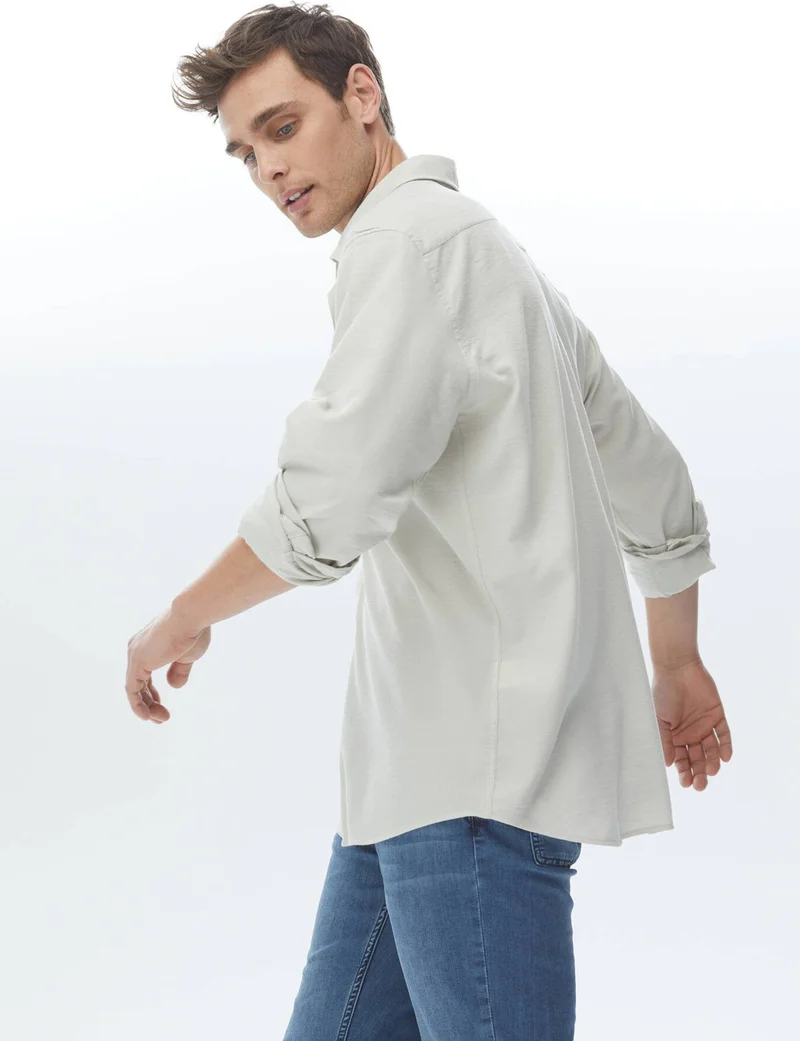 Kip Mode Light Khaki Regular Fit Woven Casual Shirt