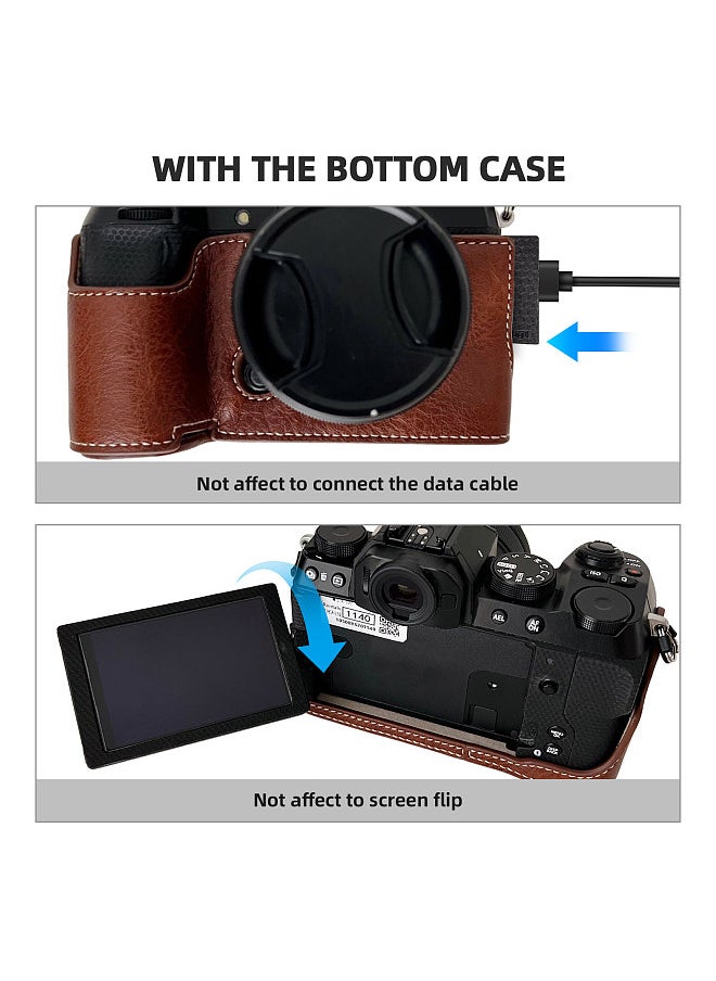 Generic - Portable Camera Protective Case Retro Style Camera Case Carry Bag Opening Bottom Design with Shoulder Strap Replacement for Fujifilm XS20/X-S20 Camera - Image 1