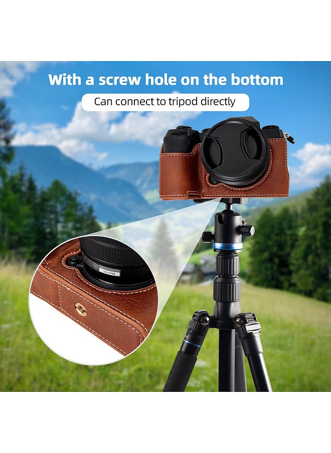 Generic - Portable Camera Protective Case Retro Style Camera Case Carry Bag Opening Bottom Design with Shoulder Strap Replacement for Fujifilm XS20/X-S20 Camera - Image 1