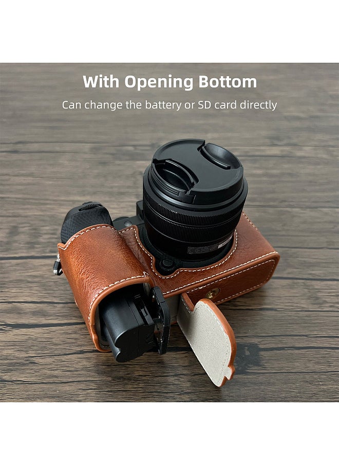 Generic - Portable Camera Protective Case Retro Style Camera Case Carry Bag Opening Bottom Design with Shoulder Strap Replacement for Fujifilm XS20/X-S20 Camera - Image 1