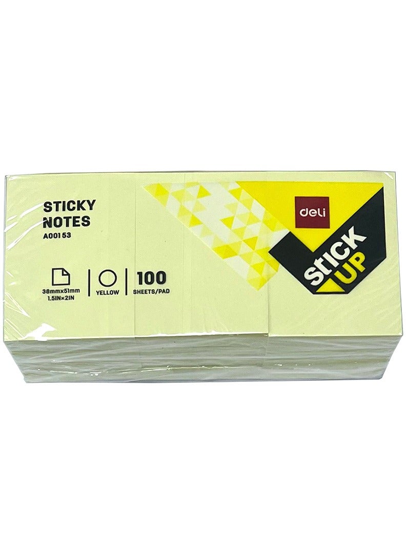 Deli Yellow Sticky Notes - 1.5x2 Inches 100 Sheets Per Pad  Pack of 12 - Image 2