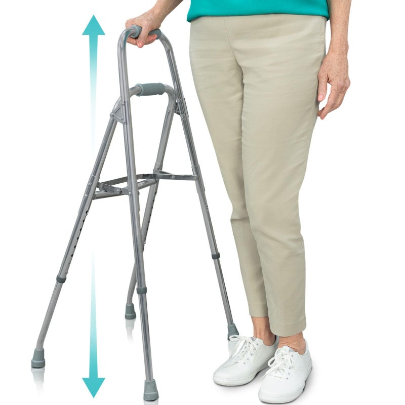 Vive Hemi Walker for Seniors Narrow for Small Tight Spaces Ultra Lightweight OneHanded Folding Walker Foldable Works as Chair Stand Assist Aid Grab Bar for Elderly Sit to Stand Side Cane