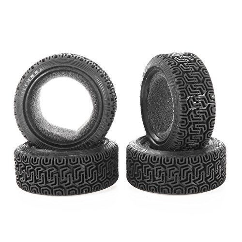 LAFEINA 1/10 RC Car Racing Flat Run Sponge Insert Rubber Tyres 68mm Tires for 1:10 RC On Road Car Tamiya HSP HPI Kyosho RC Rally Car (Black) - Image 1