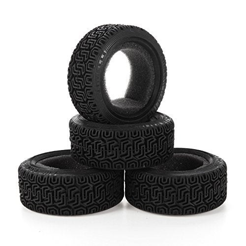 LAFEINA 1/10 RC Car Racing Flat Run Sponge Insert Rubber Tyres 68mm Tires for 1:10 RC On Road Car Tamiya HSP HPI Kyosho RC Rally Car (Black) - Image 2