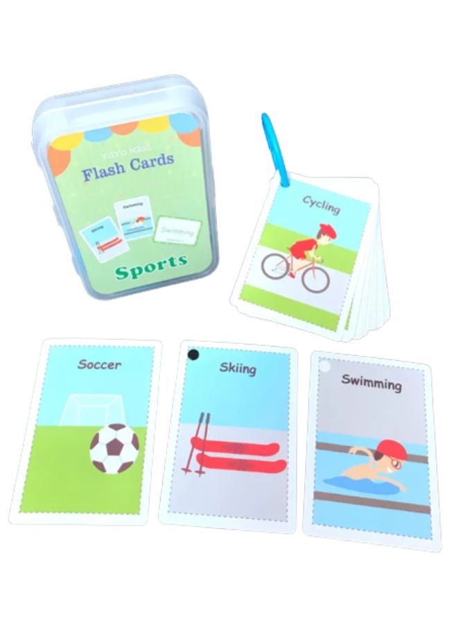 Educational Flash Cards Pocket Card Preschool Teaching Cards for kids, 30 Cards, Sports - Image 1
