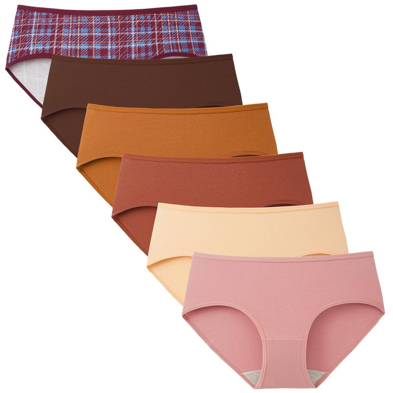 INNERSY Womens Underwear Cotton Hipster Panties Regular & Plus Size 6-Pack(Retro Plaid,Small) - Image 1