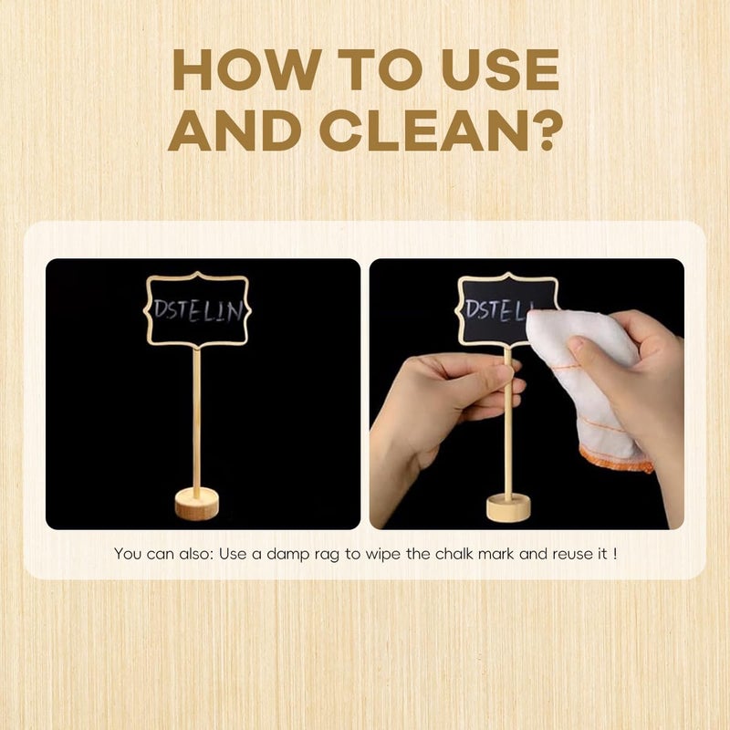 Climberty ® 20PCS Mini Chalkboard Sign Stands Writable Message Labeling Signs for Buffet Food Decorative Nameplates with Wooden Base Catering Wedding Party Festivals 3.3x2.4 inch - Image 4