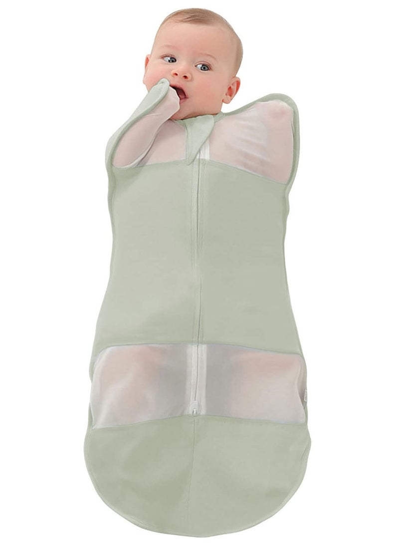Generic Baby Sleep Sack, Newborn Transitional Swaddle Sack, Arms Up Swaddle, 1.0 Tog Organic Cotton 2 Way Zipper, for Newborn Infant Boy Girl (Green, Size M, 3-6 Months)  - Image 1