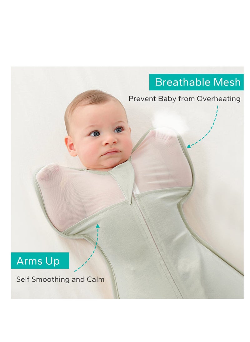 Generic Baby Sleep Sack, Newborn Transitional Swaddle Sack, Arms Up Swaddle, 1.0 Tog Organic Cotton 2 Way Zipper, for Newborn Infant Boy Girl (Green, Size M, 3-6 Months)  - Image 3