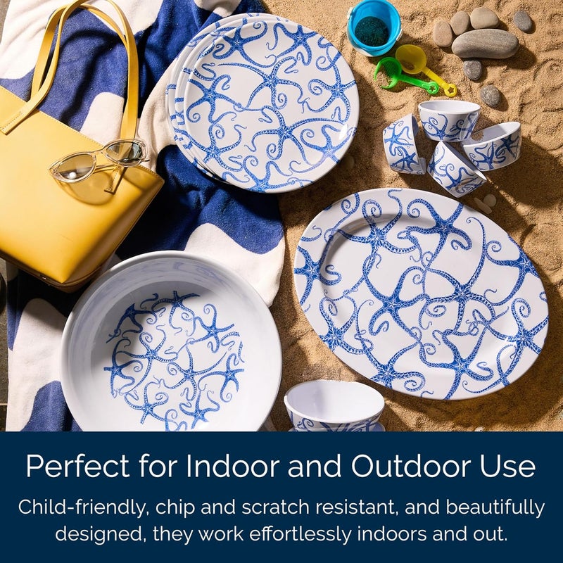 CASKATA Starfish Melamine Dinner Plates Set of 4  Dinner Plates for Entertaining and Everyday Use  Perfect for Home Beach Pool and Gifting  Blue on White Color  1025 in - Image 5
