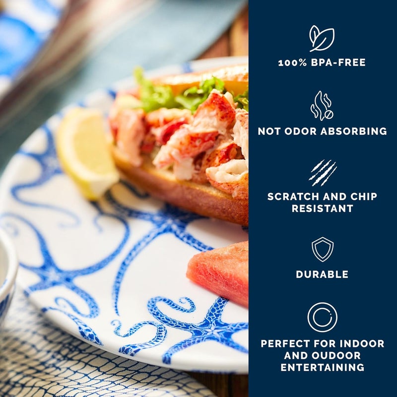 CASKATA Starfish Melamine Dinner Plates Set of 4  Dinner Plates for Entertaining and Everyday Use  Perfect for Home Beach Pool and Gifting  Blue on White Color  1025 in - Image 3